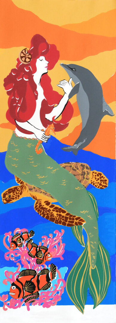 Just Clowning Around - Mermaid LEP-19 Framed $295 & Unframed $195